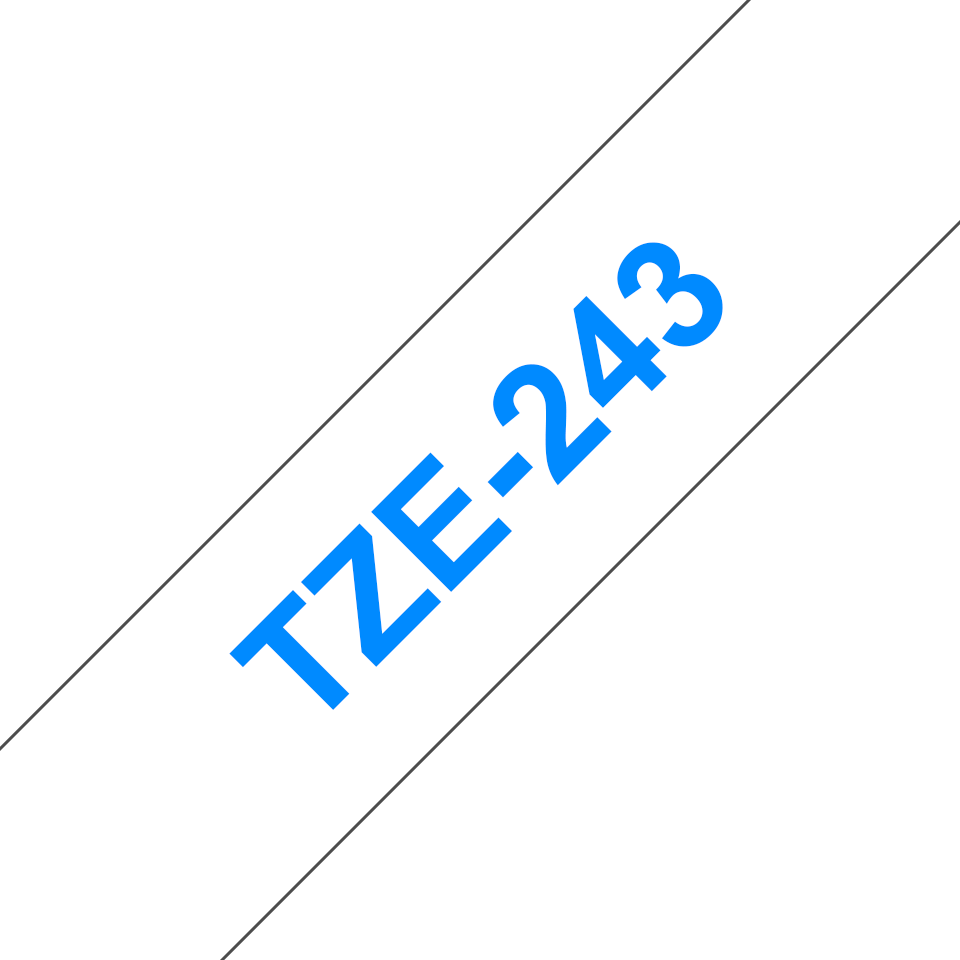 Alkuperäinen Brother TZe243 -tarranauha – sininen teksti valkoisella pohjalla, 18 mm